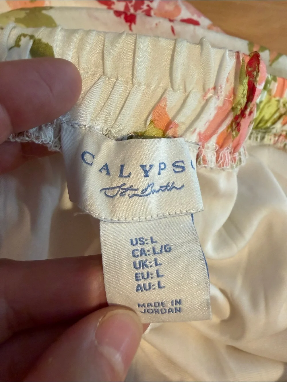 Calypso St. Barth Floral Maxi Skirt Cottagecore Boho Elastic Waist Spring LARGE